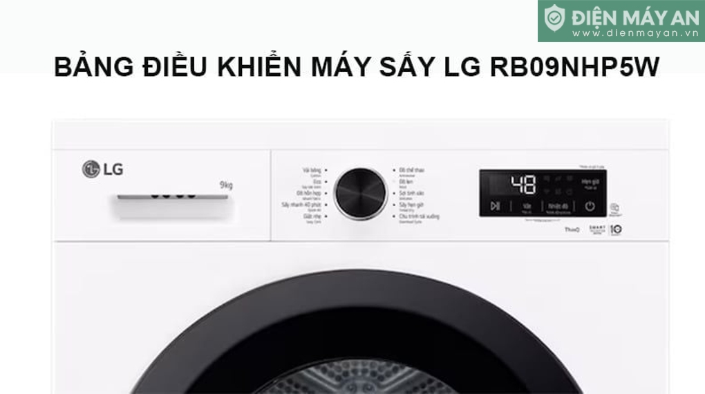 Máy sấy bơm nhiệt LG 9 Kg RB09NHP5W

